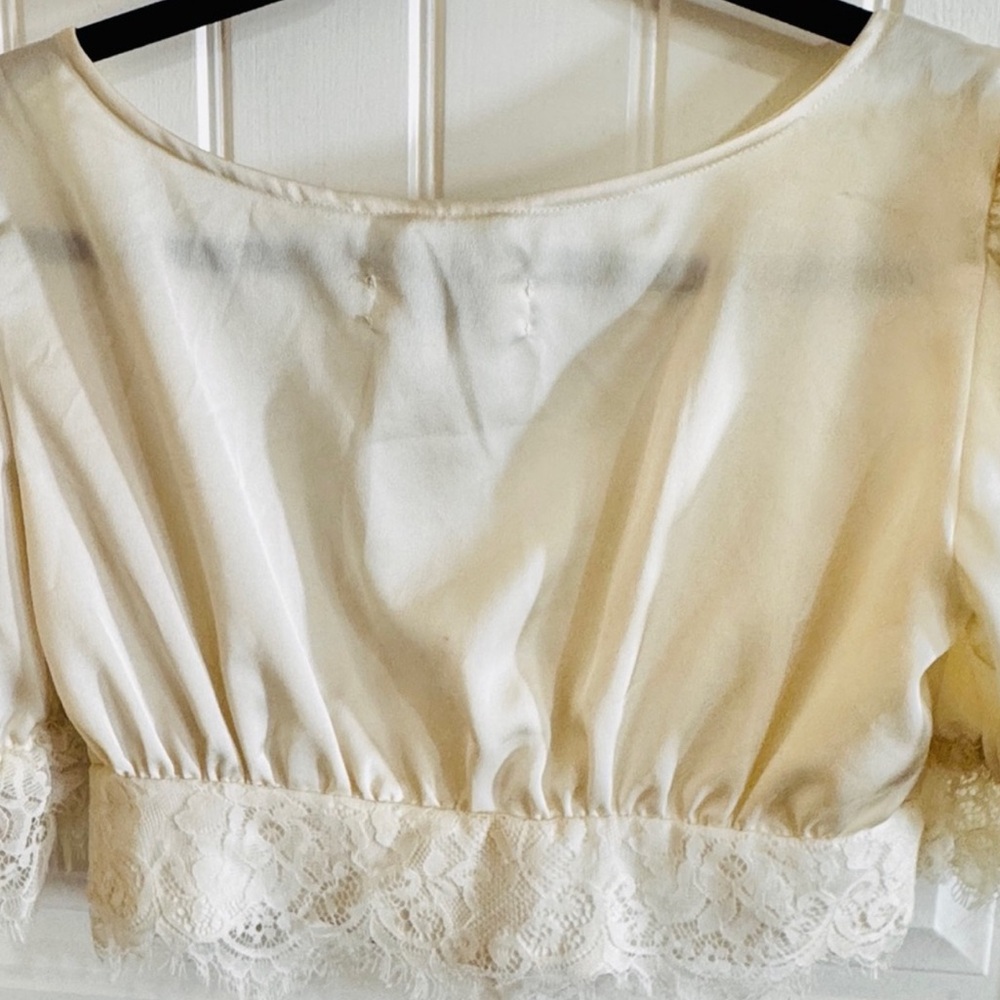 HOUSE OF CB ‘Leona’ Ivory Satin and Lace Blouse Small US4-6 $119 - Picture 9 of 12